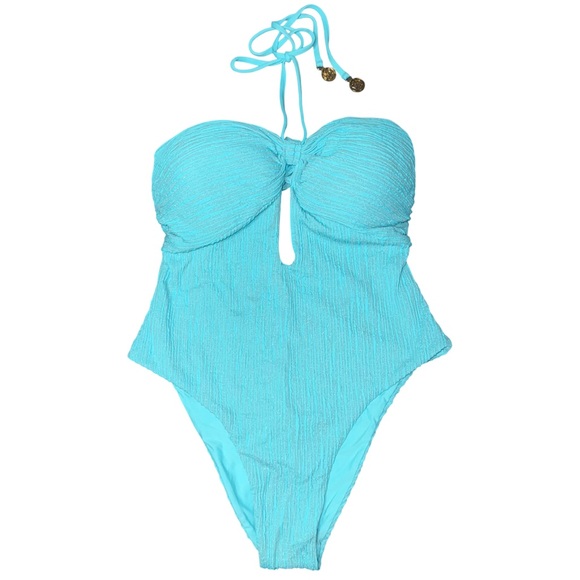 LULI FAMA 🩵 Textured Bandeau One Piece Swimsuit - Picture 5 of 9